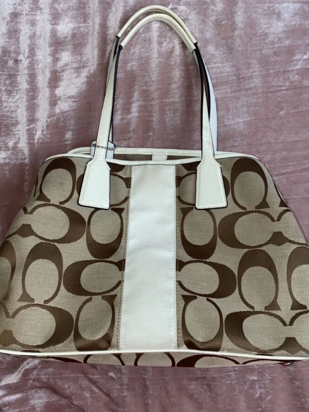 Coach Khaki and Chalk Signature Canvas Tote
